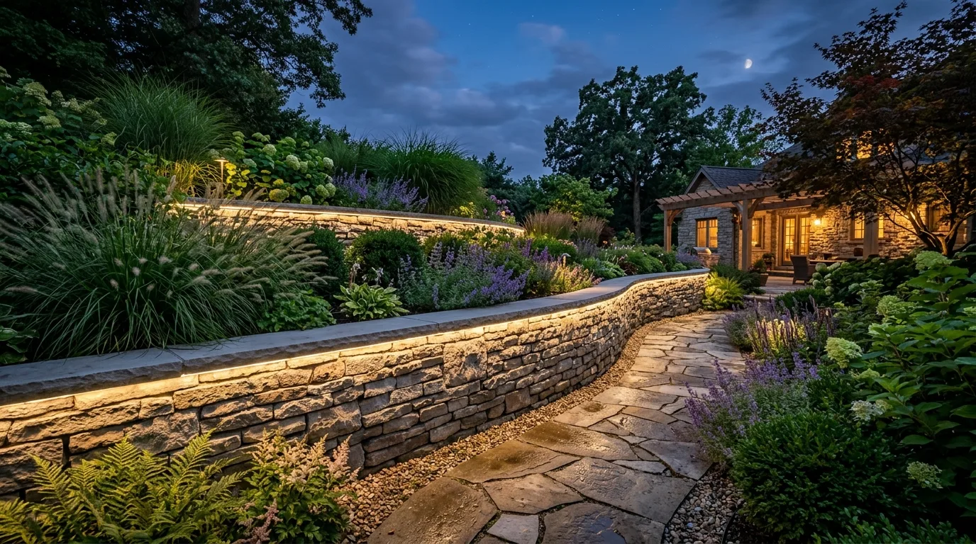 Retaining Wall With Mixed Texture